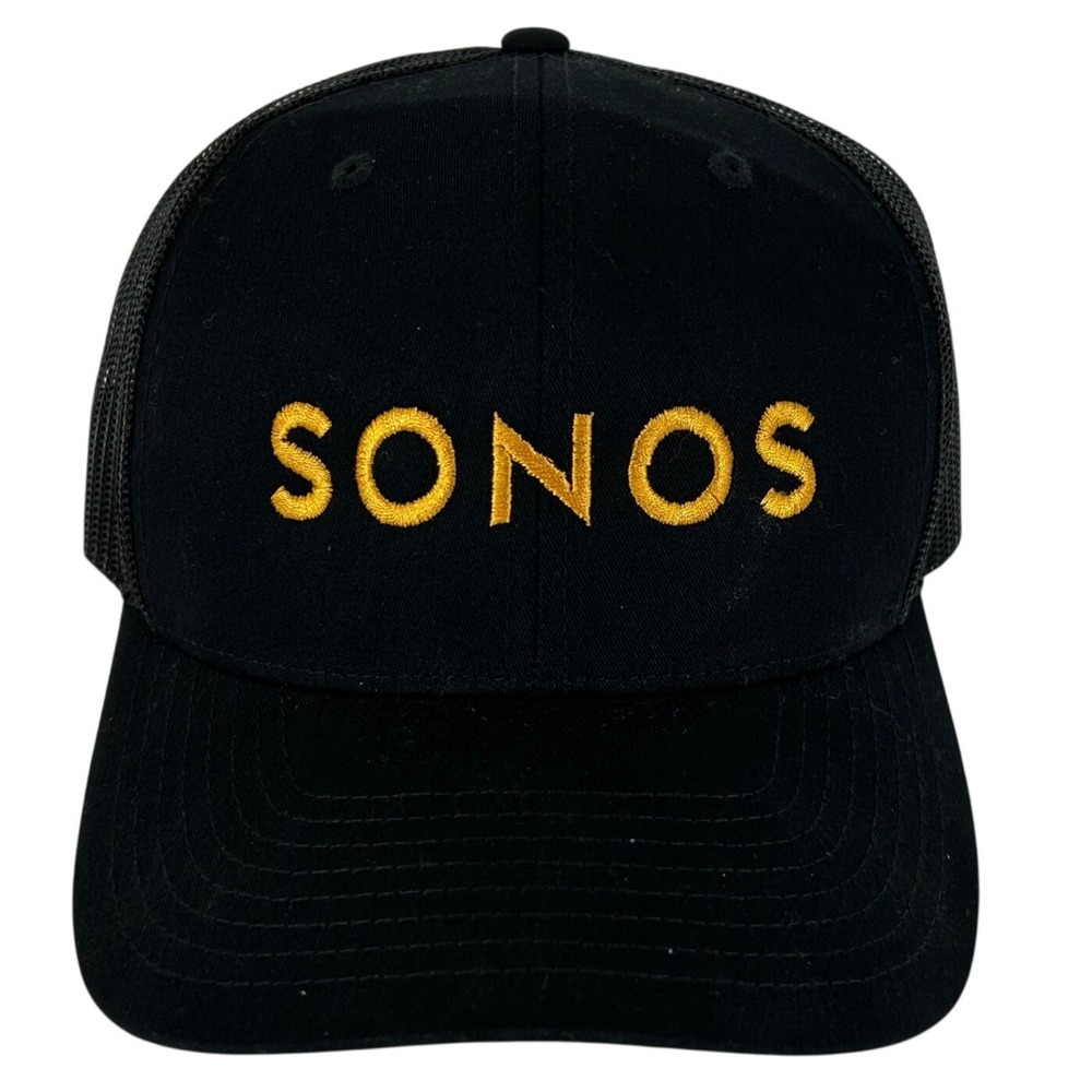 Sonos Black Mesh Trucker Hat Richardson Style 112 Embroidered Logo Snapback‎